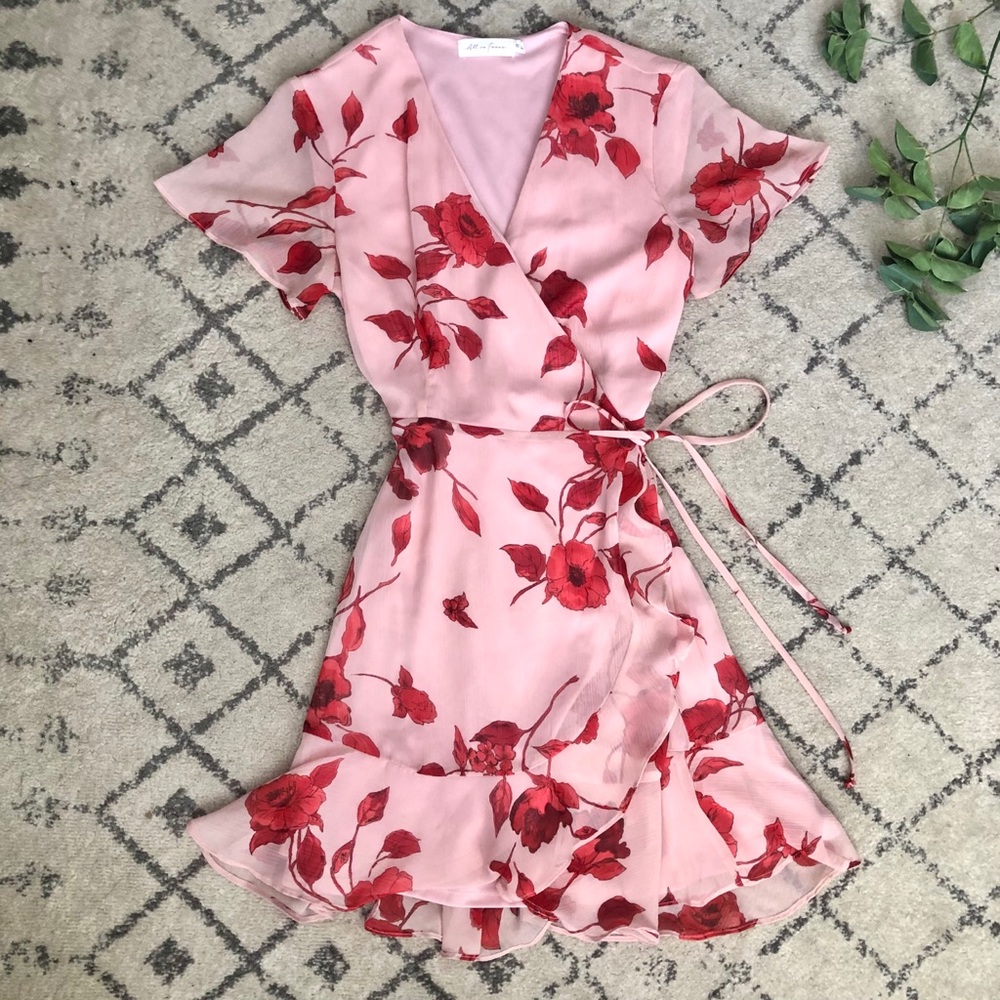 All in Favor floral wrap dress